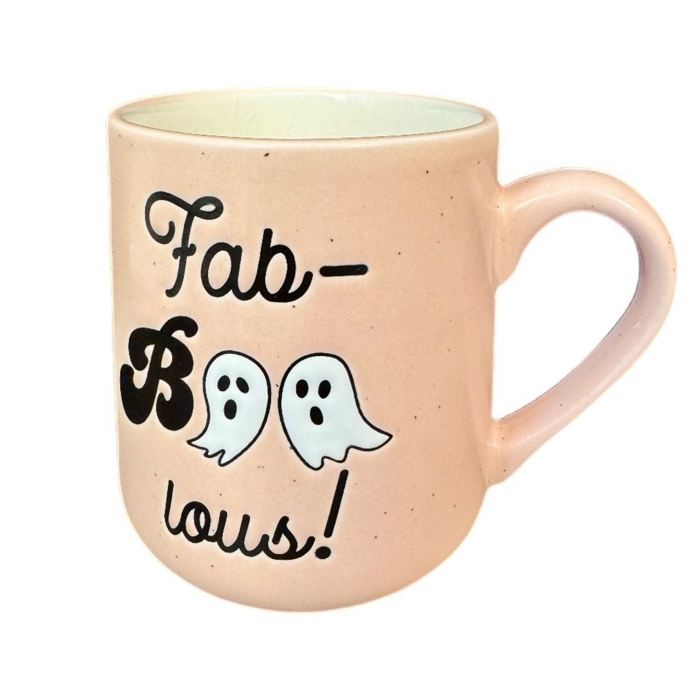 Cobwebs & Cauldrons Coffee Mug Unisex Pink Fab-Boo-lous Ghost Halloween Cup